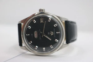 Reloj automático vintage Citizen Auto Dater 7 King 25 joyas cuero negro 38 mm - Imagen 1 de 6