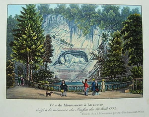 Luzern Lucerne Denkmal Monument Löwe Schweiz alte altkolorierte Aquatinta 1840 - Picture 1 of 1