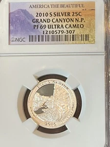 2010-S SILVER PROOF Quarter Grand Canyon N.P. NGC PF69 ATB - Picture 1 of 2