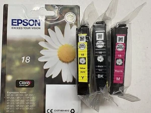 3 original Epson Tintenpatronen 18 Gänseblume Black Magenta Yellow Rechnung - Bild 1 von 1