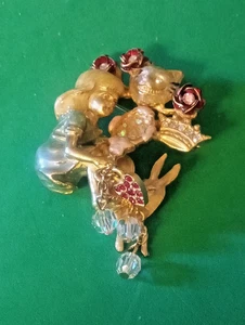 Spilla gatto vintage Kirks Foley Alice nel paese delle meraviglie Alice e Cheshire. 2 1/2" X 1 3/4. - Foto 1 di 4