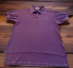 Vintage 1970s Izod Lacoste Patron Purple Polo Shirt Made in USA Cotton Crocodile - Picture 1 of 13