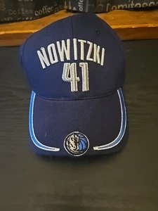 VINTAGE Dallas Mavericks Strap Back Hat Blue Dirk Nowitzki 41 One Size Fits Most - Picture 1 of 3