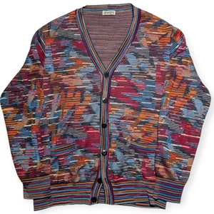 Missoni Sport Jacquard Knit Cardigan Sweater Multicolor Italy Size 58 XL-XXL - Picture 1 of 16