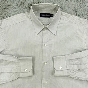 Ralph Lauren Purple Label Shirt Men’s M White / Black Striped Made In Italy - Picture 1 of 10