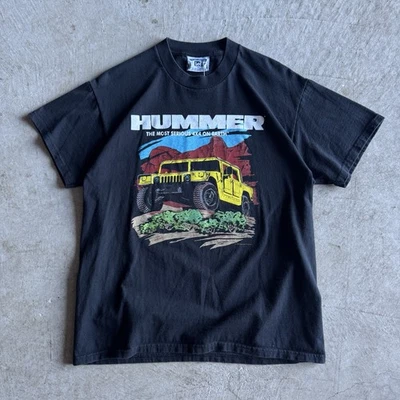 Vintage 90s Hummer H1 Humvee Serious 4x4 1997 Black T Shirt Size Medium - Image 1 of 4