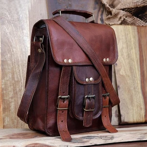 Bolso de hombro Messenger de cuero marrón bandolera bolso de mano vintage auténtico - Imagen 1 de 13