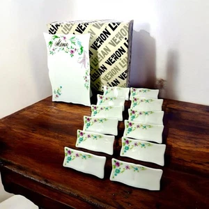 Vintage VINTAGE ROSE SHAFFORD PORCELAIN PLACE CARDS W MENU BOARD #201 Set Of 12 - Picture 1 of 11