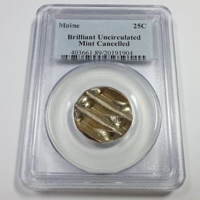 PCGS Brilliant Uncirculated BU Mint Cancelled Maine State Quarter US 25c #55834A - Image 1 of 3