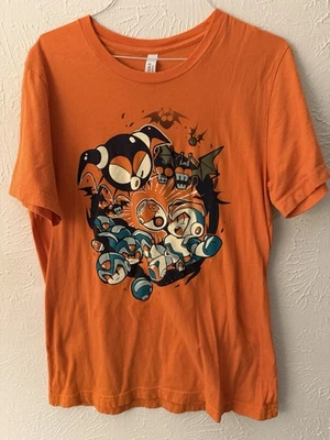 Rare Mega Man X T-shirt Orange Halloween batton Bats video  game Capcom medium - Image 1 of 4