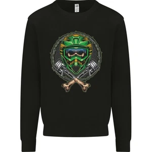Motocross Skull Dirt Bike MotoX Kids Sweatshirt Jumper - Picture 1 of 33