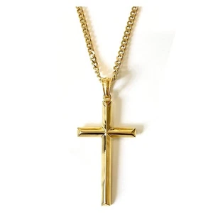 Collar Colgante Cruz Estilo Cadena Oro 14K Cierre Sólido para Hombre, Marido Fino... - Imagen 1 de 6