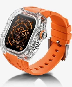 RYUEUYA Translucent Designer Rugged Case Band Apple Watch Ultra 49mm ORANGE NEW - Picture 1 of 7