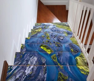 3D Fantasiefluss H11 Stair Risers Dekoration Fototapete Vinyl Aufkleber Tapete E - Picture 1 of 6