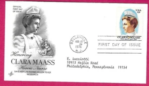 EE. UU. 1976 Art Craft FDC - CLARA MAASS enfermera heroica - Fdi Abelleville, Nueva Jersey - Imagen 1 de 1