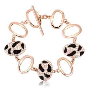 Damen Armband Stahl vergoldet 18k Roségold mit Kristallen Neu Silber - Bild 1 von 3