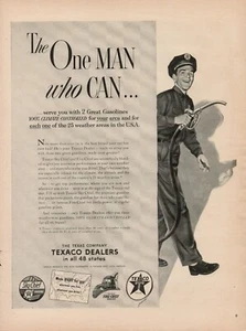 1953 Texaco Oil Gasoline Sky Fire Chief Vintage Print Ad Gas Attendant Full Serv - Picture 1 of 9