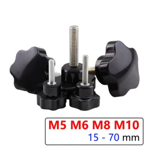 M5 M6 M8 M10 Black Plastic Pentagram Star Thumb Screws Hand Knob Bolts 15mm-70mm - Picture 1 of 11