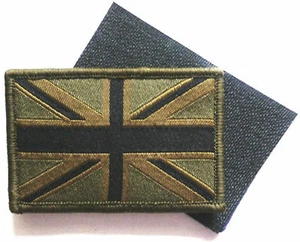 GB UNION JACK PATCH VELCRO® UBAC army olive military flag badge UK Force - Picture 1 of 3