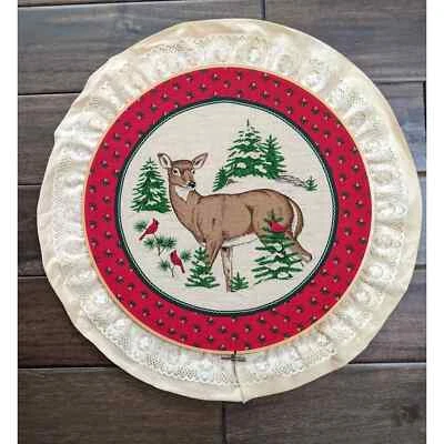 Винтажный олень в дереве кардинал птица кружева обруч декор - Изображение 1 из 4