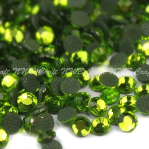 Olive Green Hotfix Iron On Glass Rhinestones Flat Back Crystals Diamante Gems - Picture 1 of 1