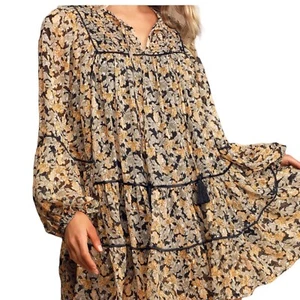 Free People Kombi Blumen Free Swinging Minikleid Größe Medium Neu mit Etikett - Bild 1 von 10