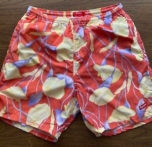 Supreme Red Floral Nylon Water Shorts Trunks  Box Logo SS18 Size M