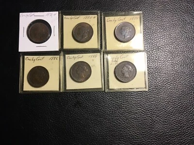 6 Different Date High Grade Canadian Large Cents Old Collection 1876-H-1891 - Image 1 of 4