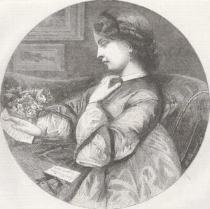 PORTRAITS. The Note and the Nosegay 1854 old antique vintage print picture - Picture 1 of 1