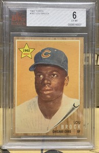 1962 topps lou brock bvg 6 rookie rc card 387 baseball vintage sharp cubs chicag