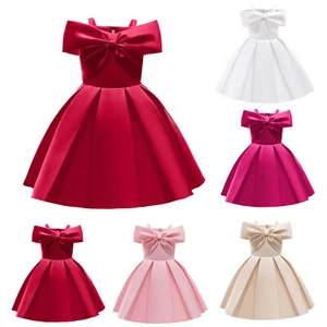 Summer Children Girls Clothing Large Bow Dress Suspender Gown Dress - Picture 1 of 18