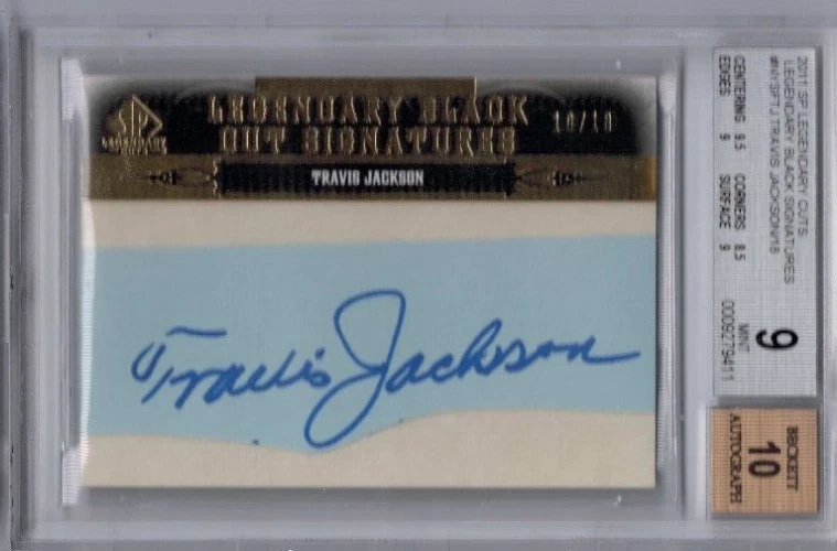 2011 SP Legendary Cuts Travis Jackson Black Cut Signatures Auto #'ed 10/18 BGS 9 - Image 1 of 1