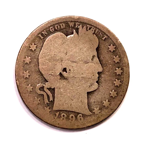 1896 O Barber Liberty Head Quarter AG About Good Condition Cover