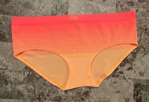 NWT VICTORIA'S SECRET PINK M ORANGE OMBRE STRIPE SEAMLESS RARE HIPSTER PANTIES - Picture 1 of 3