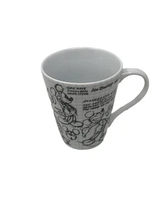 Disney Mug White Mickey Mouse All Over Sketch Book Print Coffee Cup Ceramic - Picture 1 of 4