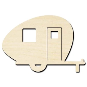 Vintage Camper Trailer Laser Cut Out Unfinished Wood Shape Craft Supply - Picture 1 of 6
