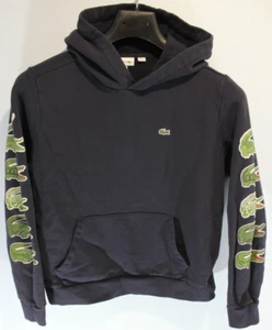 Kid's Lacoste Contrast Crocodile Hoodie Crocodile Sleeve Black SJ1241 Size 14 - Picture 1 of 7