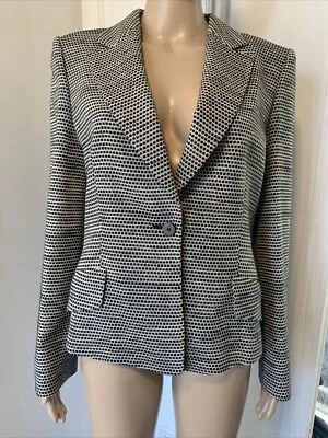 Женский блейзер Gianfranco Ferre Studio из шерстяной смеси черного и слоновой кости размер 8 - Изображение 1 из 4