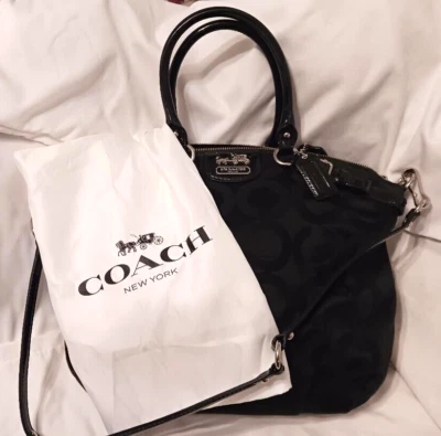 EXCELLENT Vintage Coach H1173-18649 Black Signature Art Canvas Handbag Shoulder - Imagem 1 de 4