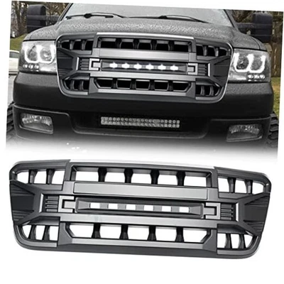 Parrilla delantera compatible con 2004 2005 2006 2007 2008 F150 delantera negra mate Foto 1 de 4