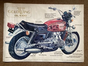 Rare Dealer Only Genuine Honda GL1000 Goldwing Poster Printed in Japan 1970's - Foto 1 di 2