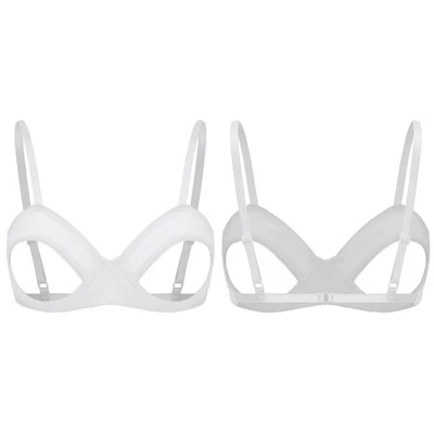 Mujeres Sexy Sujetador Prendas para el torso Ajustables Correas para el Hombro Cupless Sujetador con Aros Bralette Foto 1 de 3