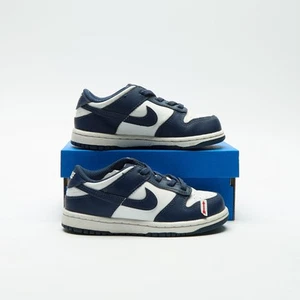 NIKE DUNK LOW Infant White/Navy SIZE 9.5 Trainers - Picture 1 of 6