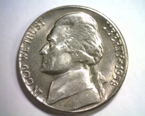 Jefferson 1958-D elección de níquel sin circular ch. UNC. BONITA MONEDA ORIGINAL 99c ENVÍO - Imagen 1 de 2