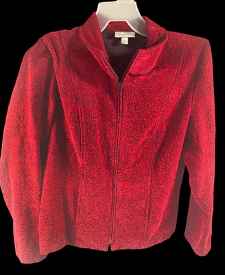 Chaqueta Blazer Dressbarn Cremallera Roja Negra Traje Texturizado Abrigo Mujer Talla L Foto 1 de 4
