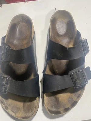 Birkenstock Arizona Zapatos Para Hombre Talla 9 Negro Doble Correa Sandalias Hechos en Alemania Foto 1 de 4