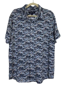 Mizzen+Main Shirt Button-Up Trim Fit Short Sleeve Palm Leaf Blue Mens XL - Picture 1 of 7