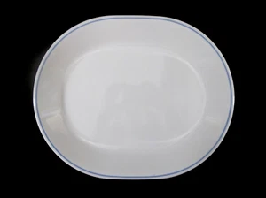 Corning Corelle Sandstein 12 1/4" x 10" Ovale Servierplatte mit blauen Streifen Rand - Bild 1 von 7