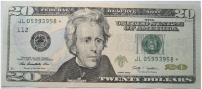 US Federal Twenty Dollar bill Star Note JL05993958 * Series 2009-Fancy -Unique - Image 1 of 4