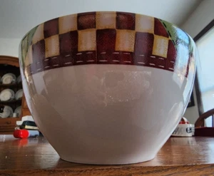 Country Home Vegetable Mixing Bowl 8" Thomson Pottery Stoneware Red White Green - Picture 1 of 13